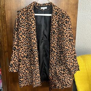Leopard Print Blazer - 3/4 Sleeve - Barely Worn - Size Large